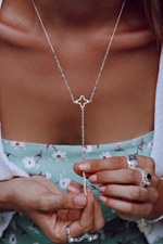 Колье-галстук «Клевер» с бусинами из лабрадорита