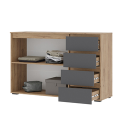 Хелен КМ 06 Комод 4 ящика и 2 створки Крафт золотой / Графит серый