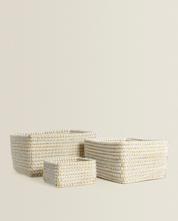 Zara Home Корзина изо льна, цвет разноцветный, 20 см