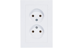 Двухместная розетка Systeme Electric ATLAS DESIGN без заземления 16А в сборе белая