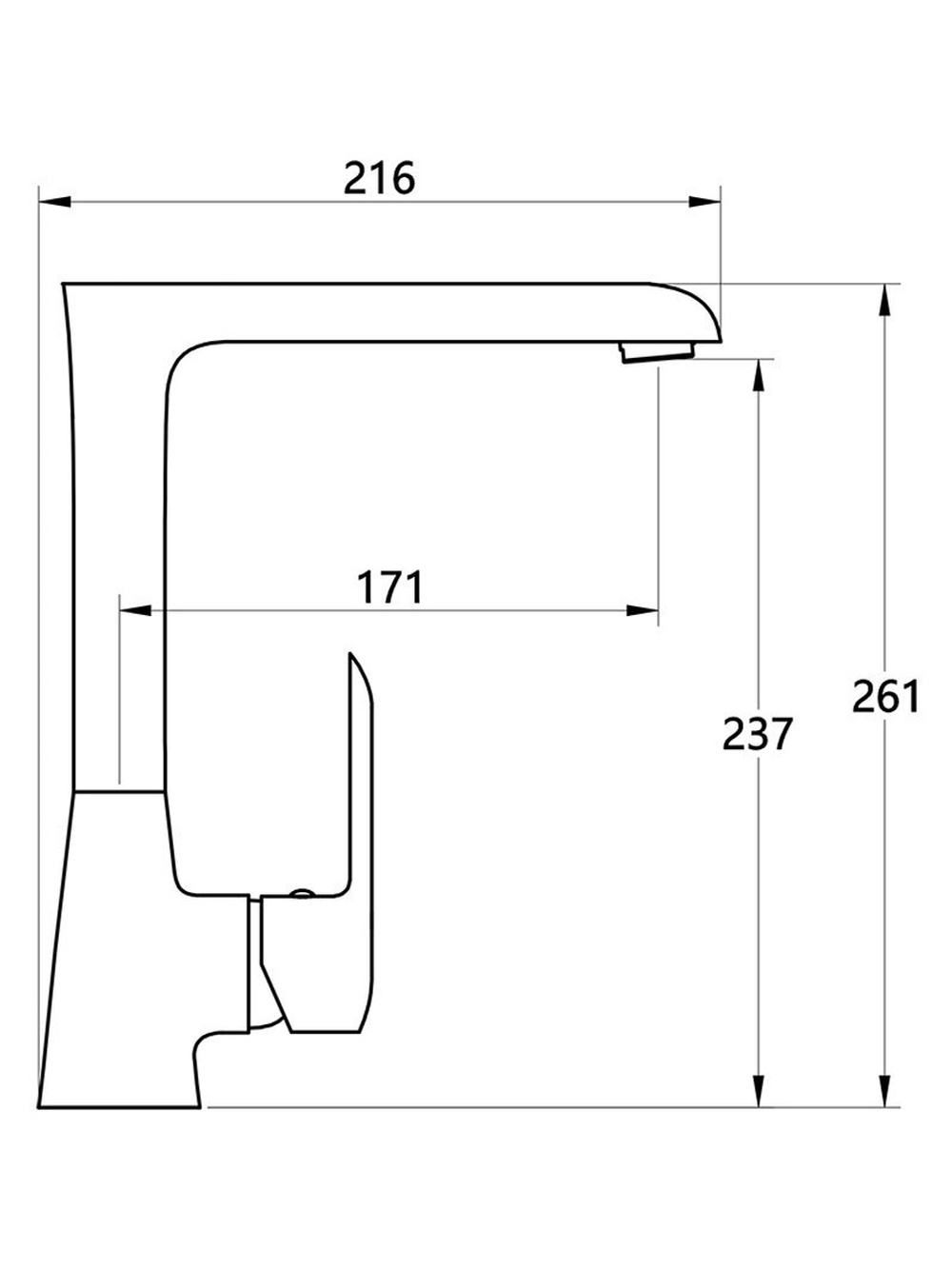 Смеситель кухня MELODIA Heavy Metal картридж д.35мм высокий Г-излив хром MDV35615 без подводки