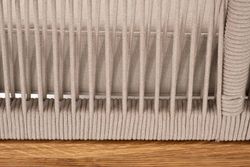 "Канны" левый модуль плетеный из роупа, основание дуб, роуп бежевый круглый, ткань бежевая 052