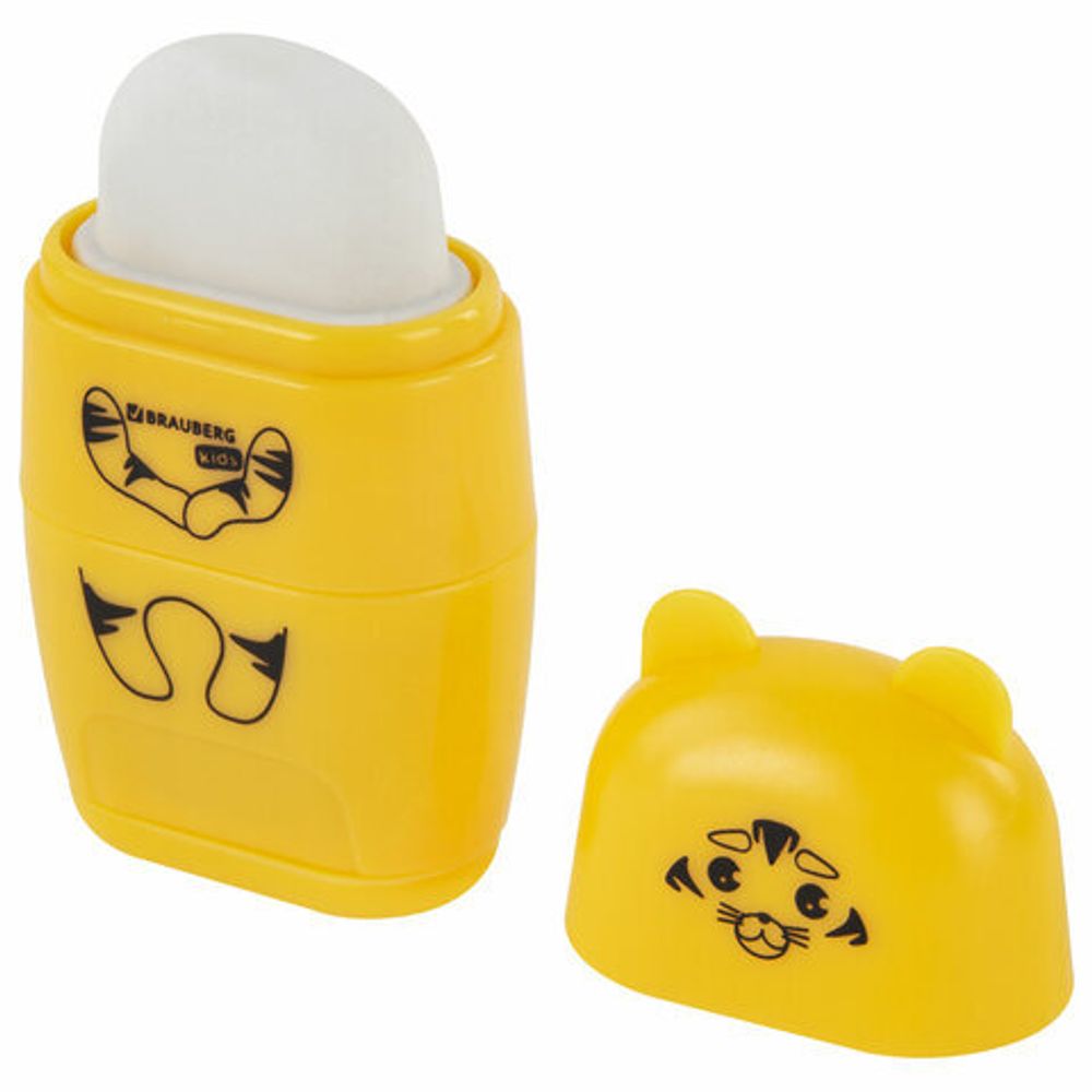 Точилка с ластиком 2 в 1 BRAUBERG KIDS "Зверушки", 2 отверстия, дизайн ассорти, 271989