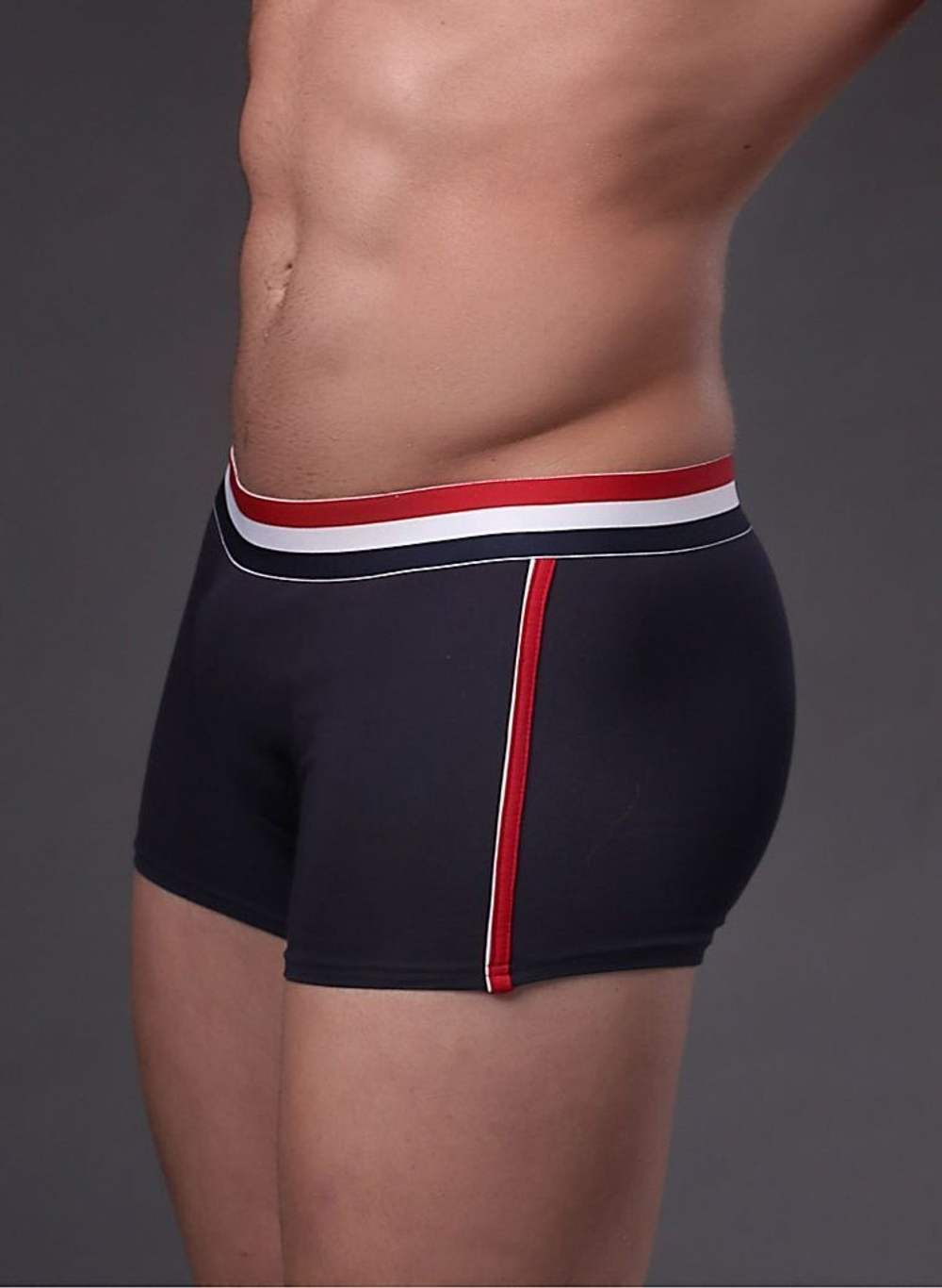 Мужские боксеры с полосками на резинке (Размер: XL) (Цвет: темно-синий)