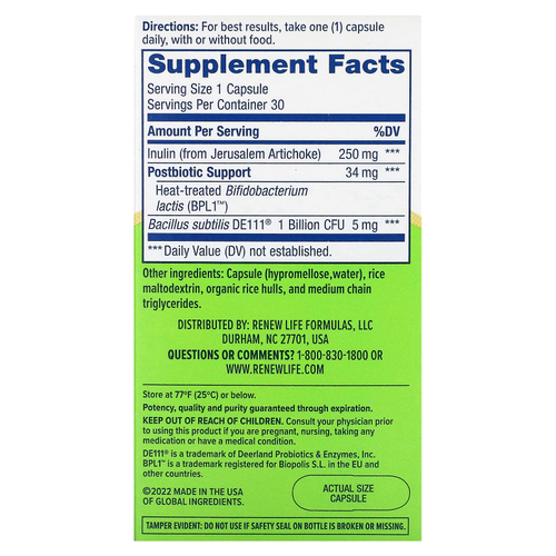 Renew Life, Metabolic Boost, Pre + Pro + Postbiotic, 30 вегетарианских капсул