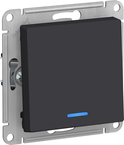 Выключатель 1-кл. СП AtlasDesign 10А IP20 с подсветкой механизм карбон