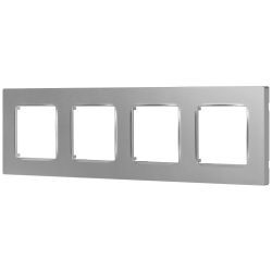 Рамка для розеток и выключателей ЭРА Серия 12 12-5204-03 на 4 поста, Классик, алюминий