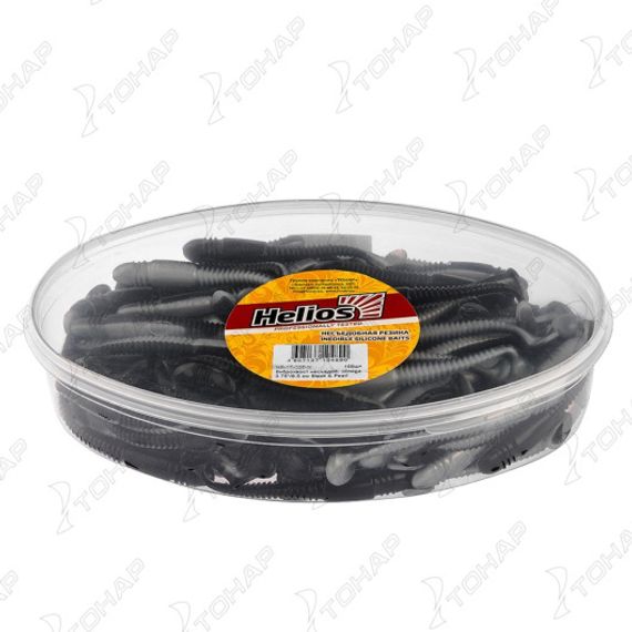 Виброхвост несъедоб. Minoga 3,75&quot;/9.5 см Black &amp; Pearl 100шт. (HS-17-028-N) Helios