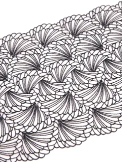 05-120 ОПТ Вышивка на неэл. сетке 22 см, телесный/черный