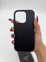 Кожаный чехол Leather Case iPhone 14 Pro | Black Черный