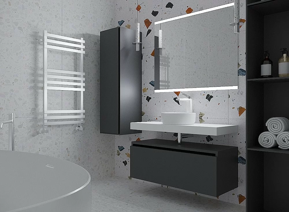 Тумба с раковиной и столешницей Armadi Art Flat 100 антрацит матовый
