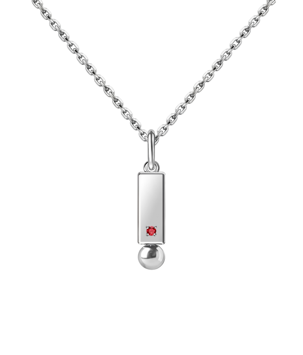 Подвес из серебра со вставками из выращенного рубина