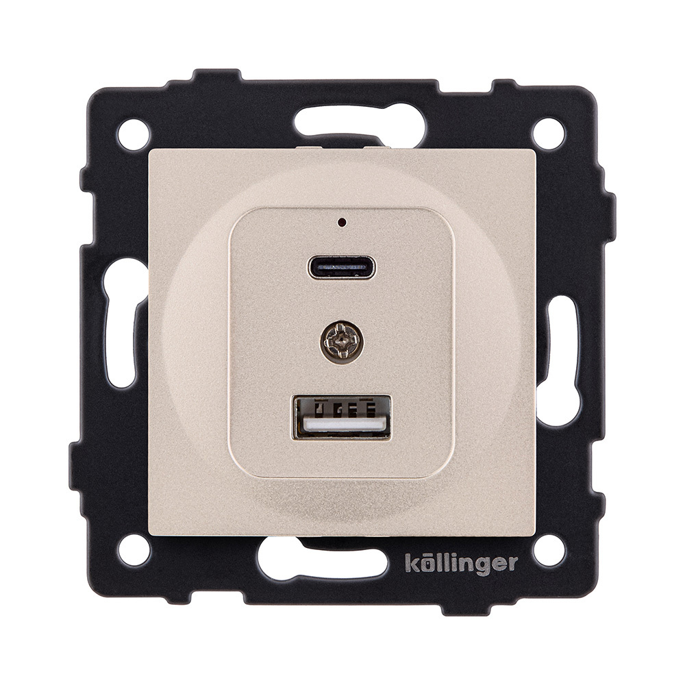 Розетка USB A+C 20W, золотой Kollinger REA-037GD для Aspekt, Eleganz, Reflex