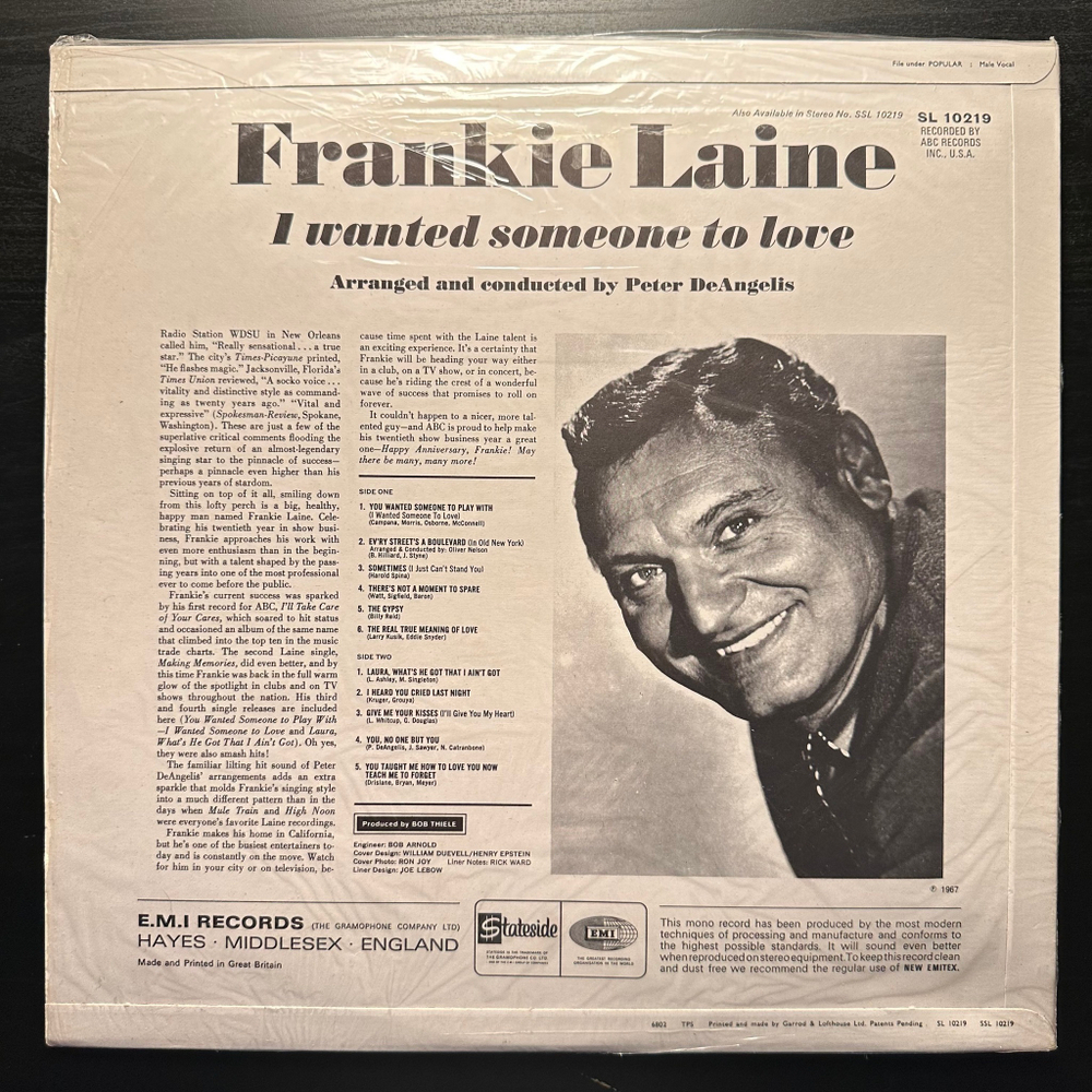 Frankie Laine - I Wanted Someone To Love (Англия 1967г.)