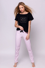 Женский домашний комплект Billie (Размер: L) (Цвет: черный с розовым)