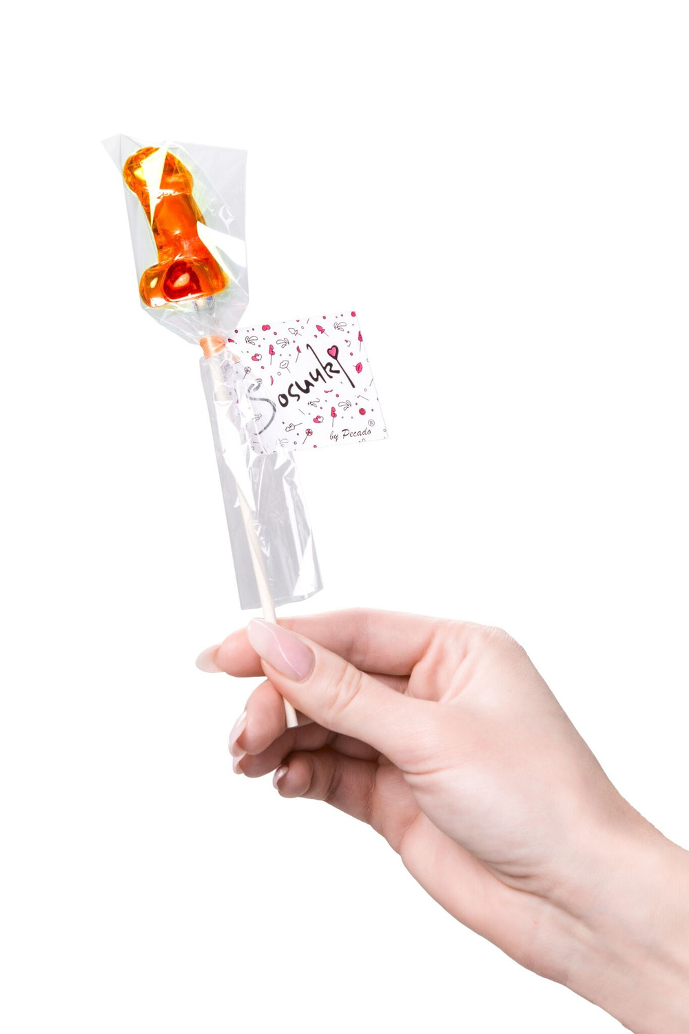 Набор из 2 мини-леденцов в форме члена со вкусом амаретто (Цвет: оранжевый)