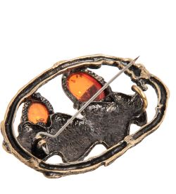AM- 899 Брошь «Желуди» (латунь, янтарь)