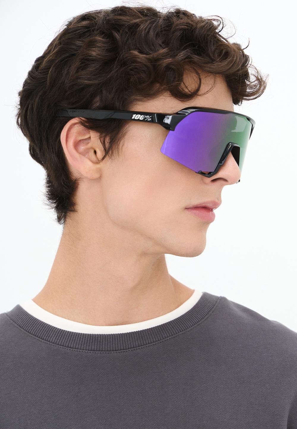 Спортивные очки 100% S3 Polished Black - HiPER Lavender Mirror Polarized Lens
