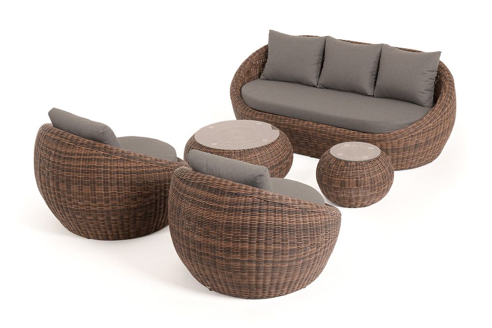 "Барселона" лаунж-зона из искусственного ротанга, цвет коричневый