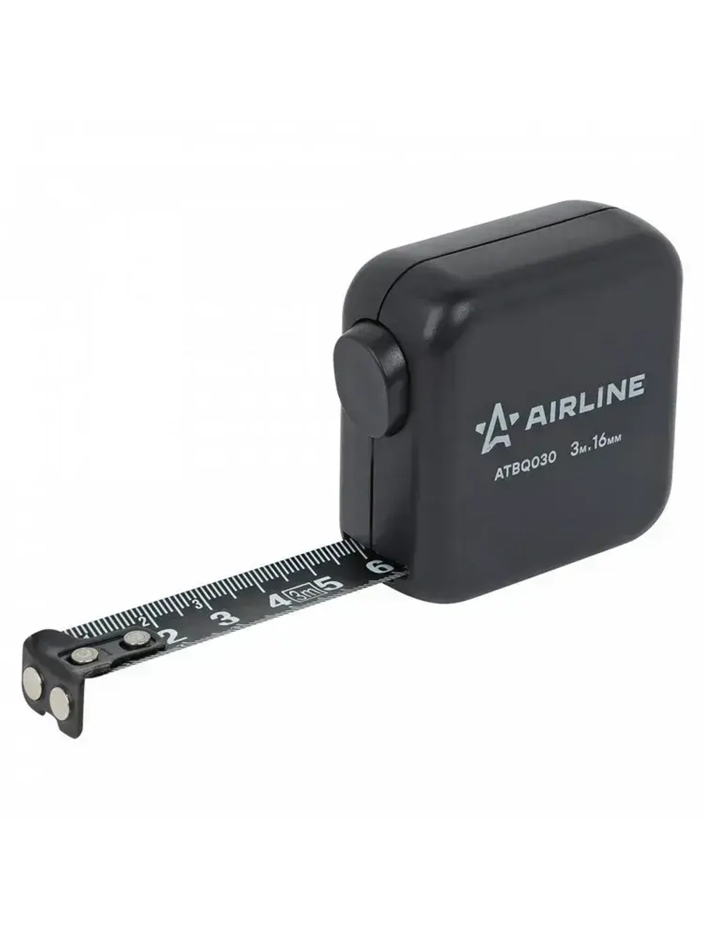 Рулетка в ударопрочном корпусе 3мх16мм, автостоп, магнитный зацеп, двуст. шкала AIRLINE ATBQ030