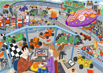 "Гонки", гигантская раскраска в подарочной картонной коробке