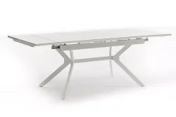 "Меркурий" стол интерьерный раздвижной обеденный из керамики, цвет белый глянцевый