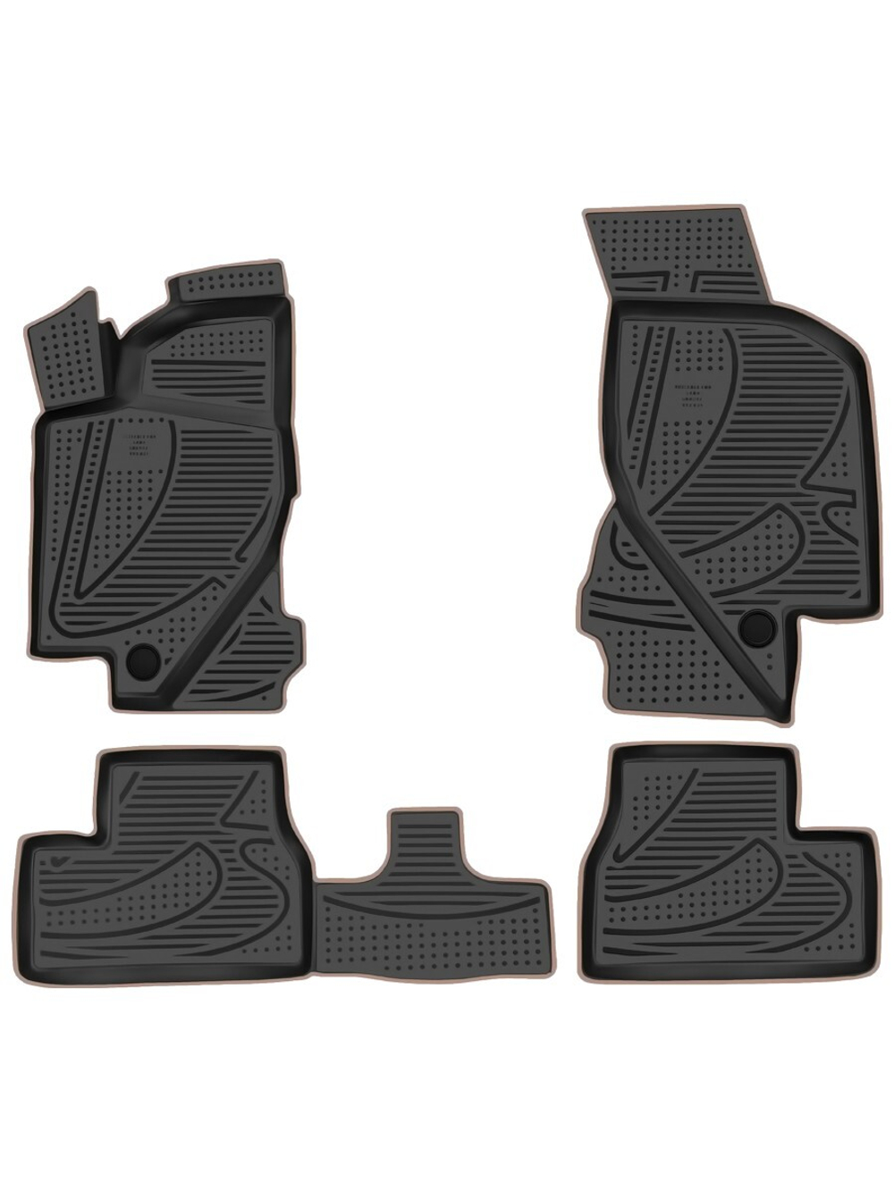 Коврики в салон для LADA Granta, 2011-, 4 шт. (бежевый кант, полиуретан) KANT.F520250E1.BG