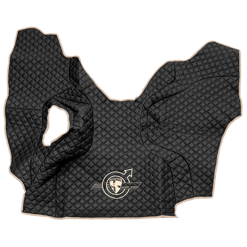 Ковры VOLVO FM до 2008 года (экокожа, черный, бежевый кант, бежевая вышивка)