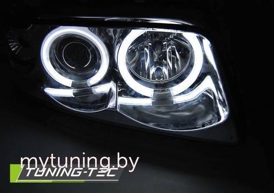 Передние фары Audi A4 B5 angel eyes chrome ccfl