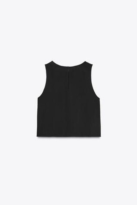 ZARA ТОП СО СКЛАДКАМИ И ФУРНИТУРОЙ, ЧЕРНЫЙ