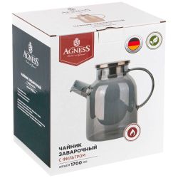 ЧАЙНИК ЗАВАРОЧНЫЙ AGNESS "SMOKY" 1700 МЛ. ЦВЕТ:ДЫМЧАТЫЙ
