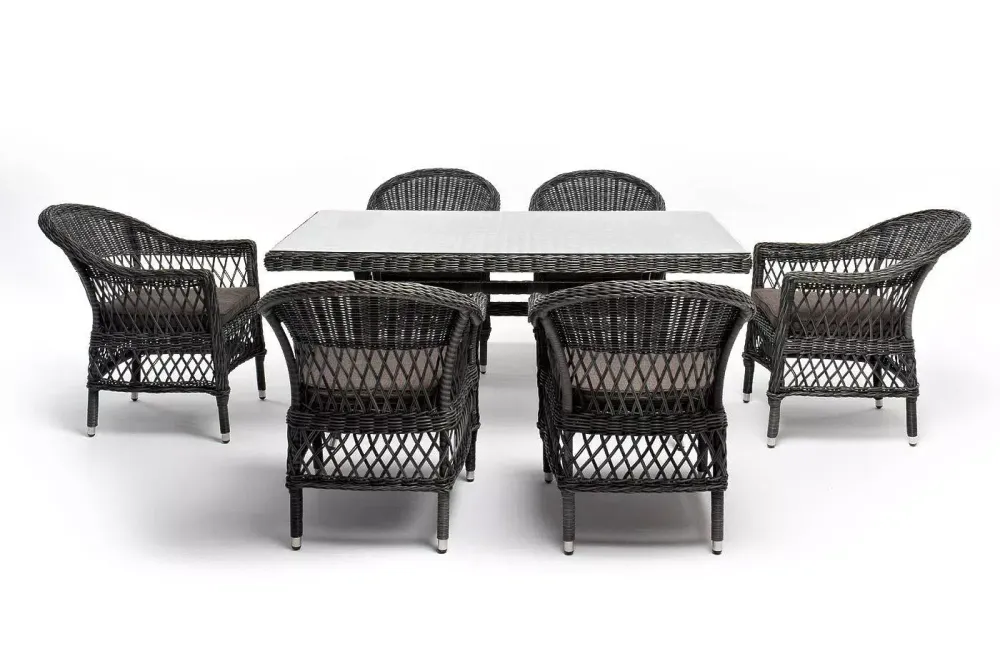 "Амароне" обеденная группа из искусственного ротанга на 6 персон, цвет графит