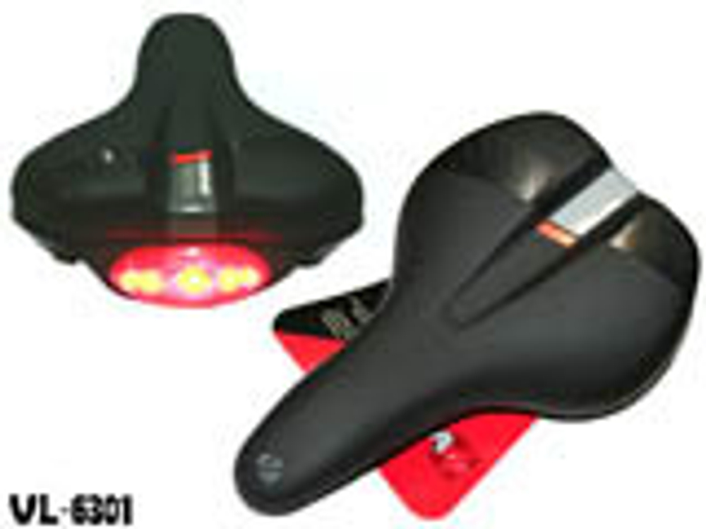 Седло VELO VL-6301 для электробайка. Чёрное, с продольным углублением.