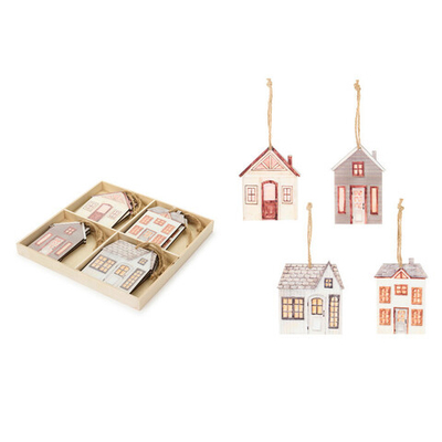 Набор из 12 шт Декор подвесной "Домики"  17.5x17.5x1.5см