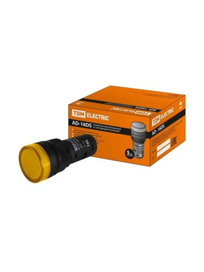 Лампа AD-16DS(LED)матрица d16мм желтый 24В AC/DC TDM
