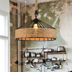 Натуральная веревочная лампа E27, ретро стиль