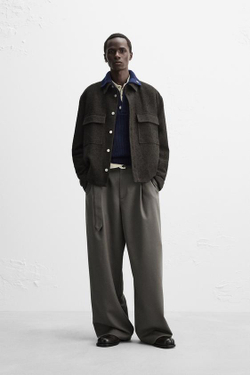 ZARA X NANUSHKA ТОНКАЯ КУРТКА С КАРМАНАМИ, ТЕМНО-КОРИЧНЕВЫЙ