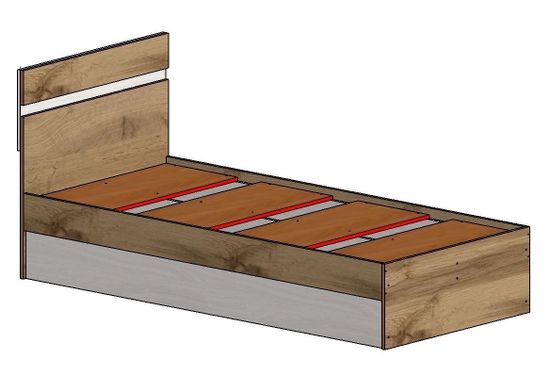 Кровать ЛАВОРО-4 2000-900 /2048*900*932/ белый глянец / белый