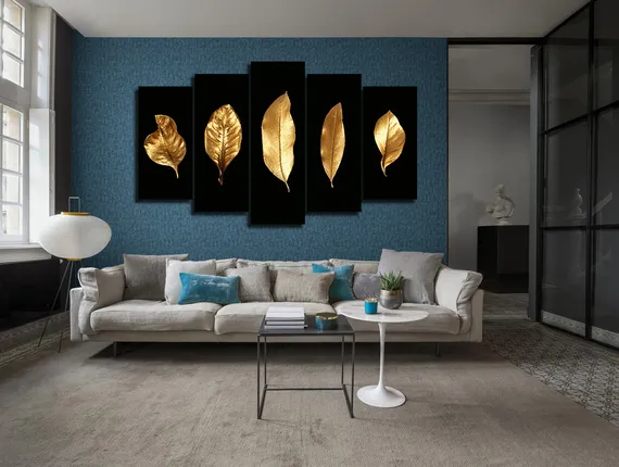 Модульная картина "Листья в золоте"