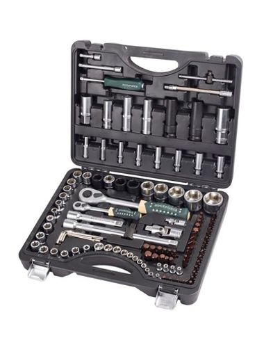 Набор инструментов 108+6пр.1/4''1/2''(6гр.)+(гол.-бита1/4'':T40,биты 5/16'':М5,6,8,10,12,14,головка 1/2''8мм,ключиГ-обр.:4,5,6мм,T20H,T25H, удл. гибк. RockForce##Rock FORCE RF-41082-5 PREMIUM