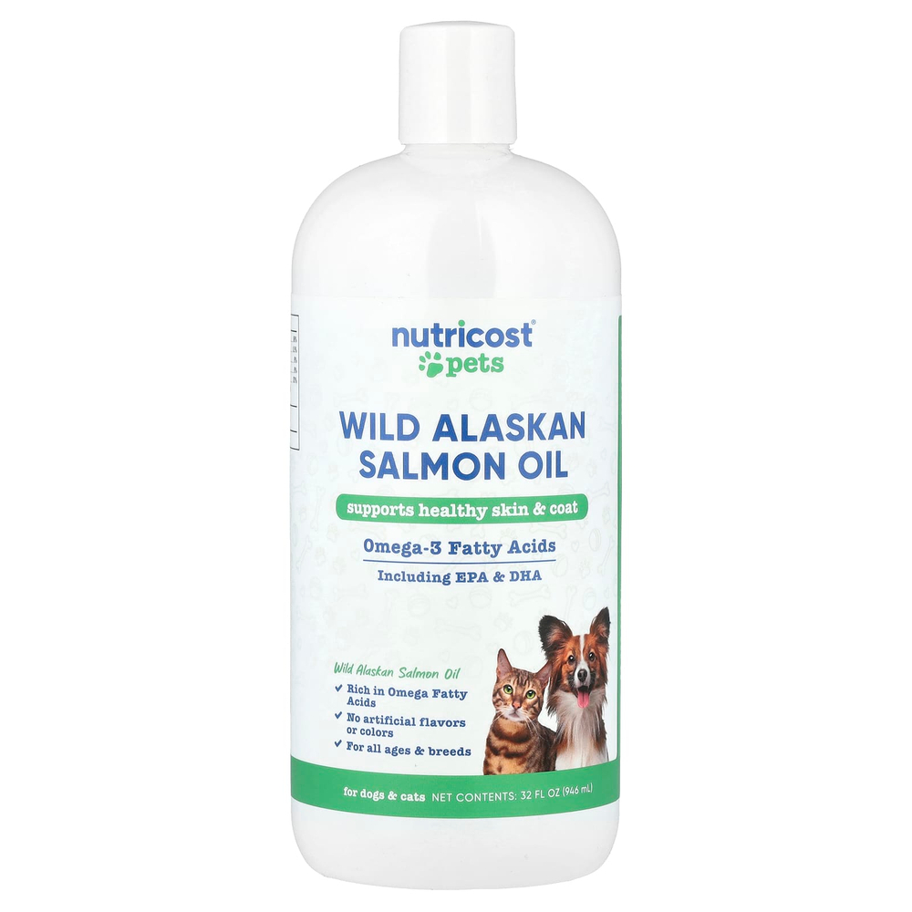 Nutricost, Pets, жир дикого аляскинского лосося, для собак и кошек, для всех возрастов, 946 мл (32 жидк. Унции)