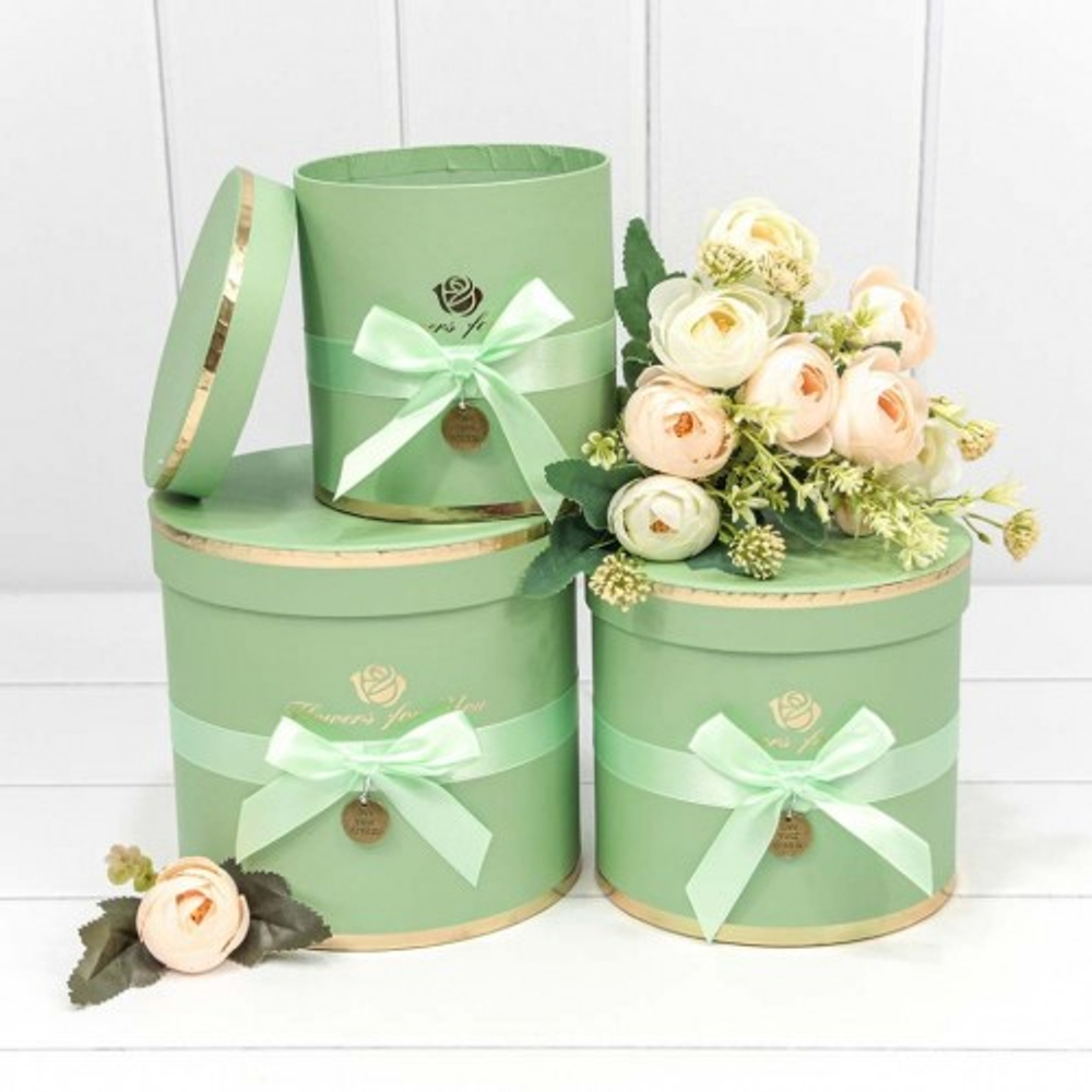 Коробка 18х17 см Набор 3 шт "Flowers For You" (Салатовый)