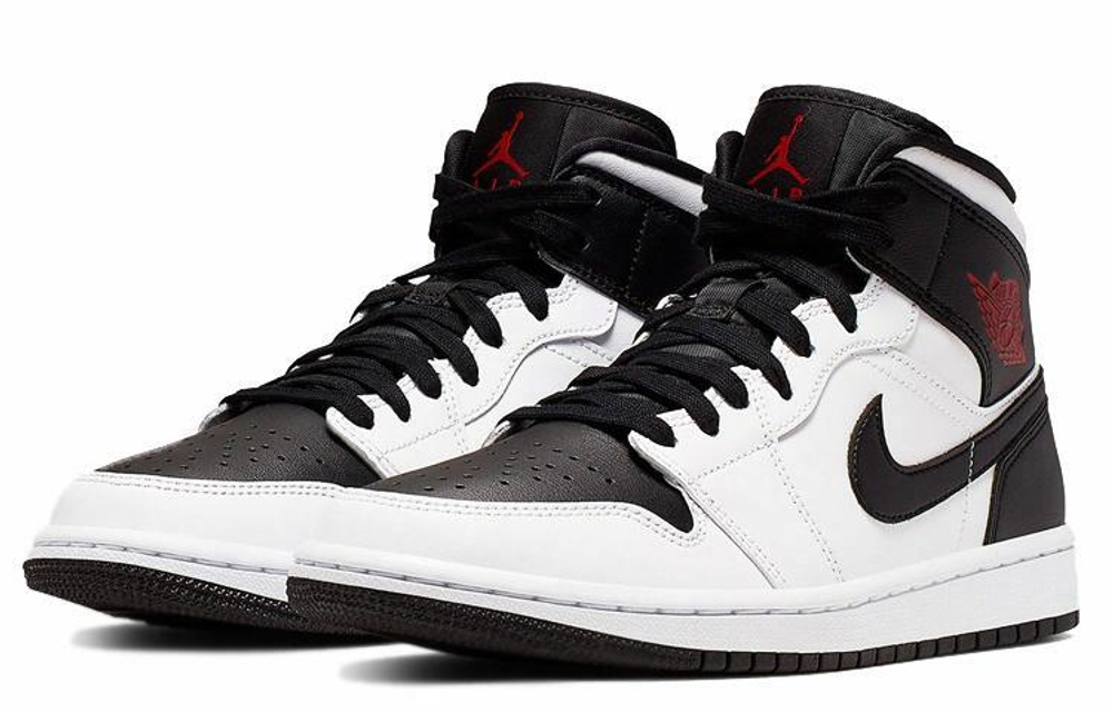Кроссовки Jordan Air Jordan 1 Mid White Black Red (Женская размерная сетка)