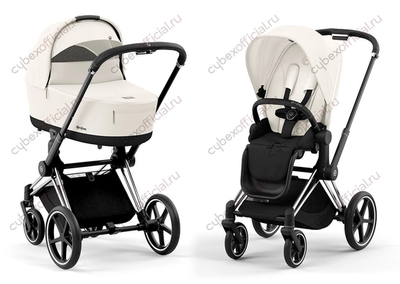 Детская коляска Cybex Priam IV 2 в 1 Off White шасси Chrome Black