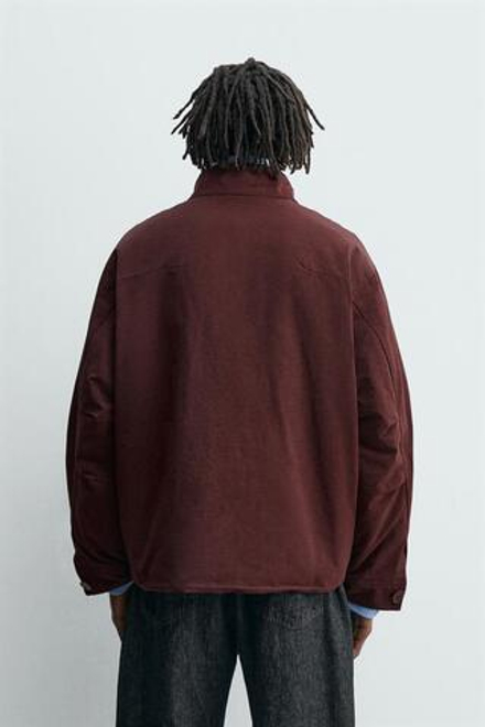 ZARA КУРТКА СВОБОДНОГО КРОЯ С КАРМАНАМИ, БУРГУНДИ