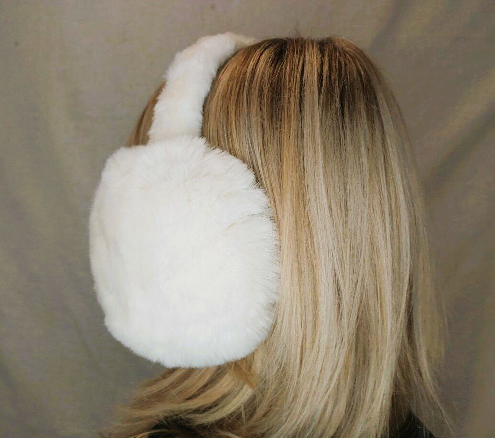 Меховые теплые уютные белые наушники, демисезон/зима, мультиколор
