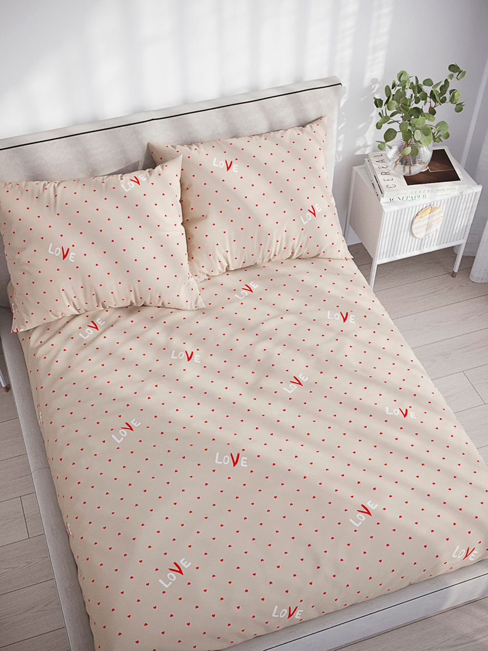 Простынь на резинке перкаль Сказка "Лав" 160x200 см