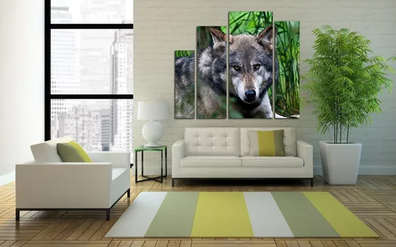 Модульная картина "Спокойный волк"
