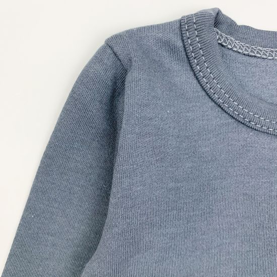 Боди хлопковое Basic Графит с длинным рукавом