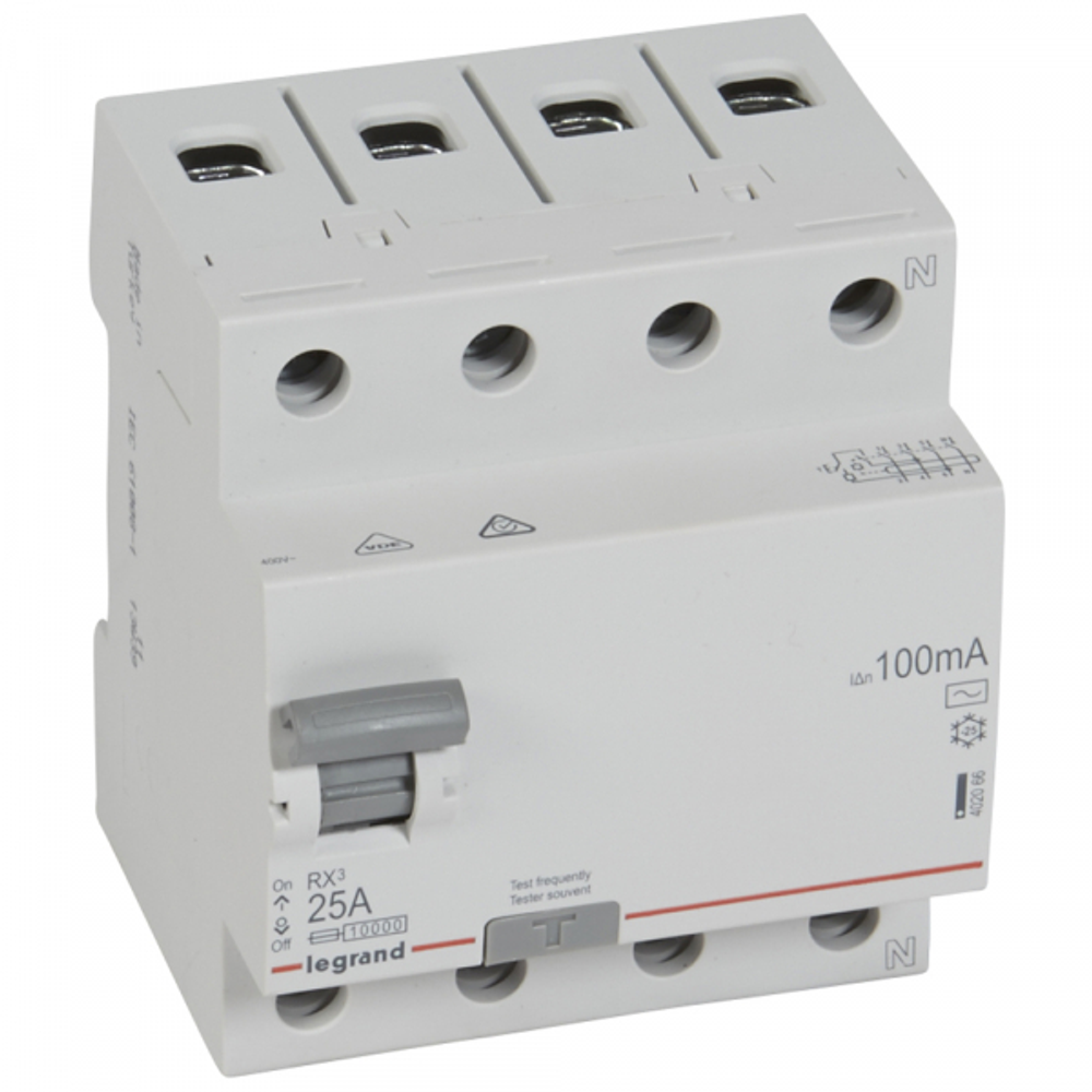 УЗО 4П 25А 100мА Legrand УЗО RX3 тип АС 402066